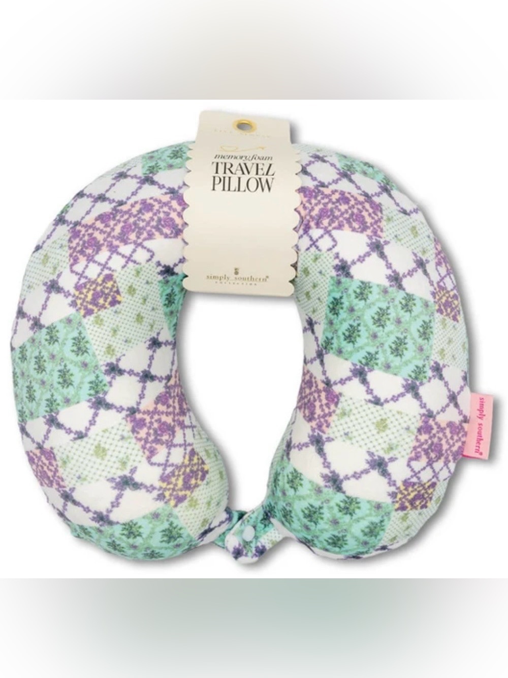 •NEW•Simply Southern Trellis Patchwork Memory Foam Travel Pillow